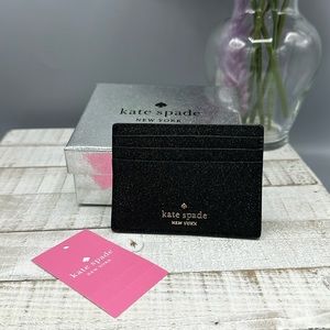 Nwt Kate spade boxed shimmy glitter fabric card holder